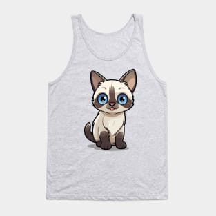 Cartoon Cute Kawaii Siamese Cat Tank Top